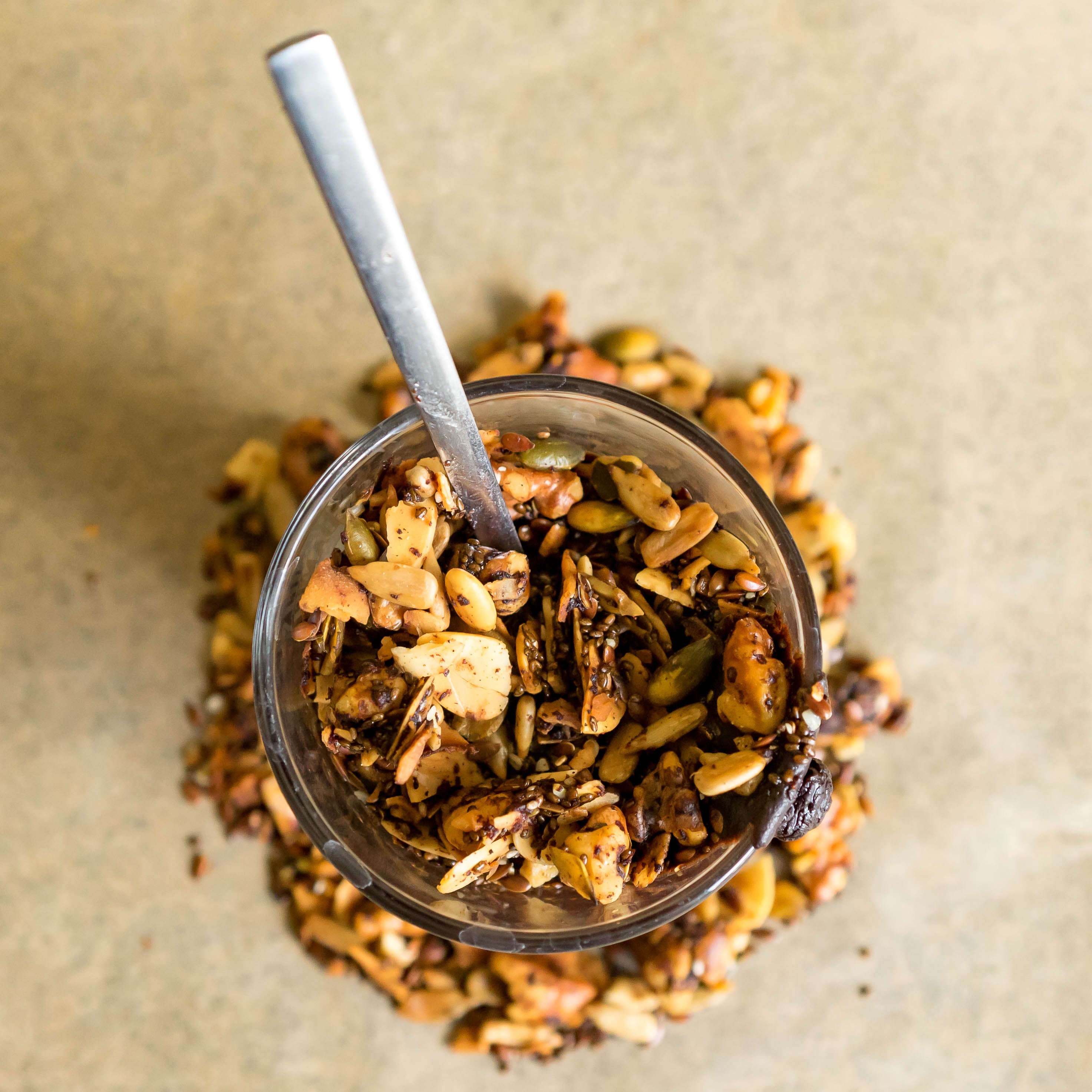 Crunchy granola made with the highest quality nuts, seeds and oils